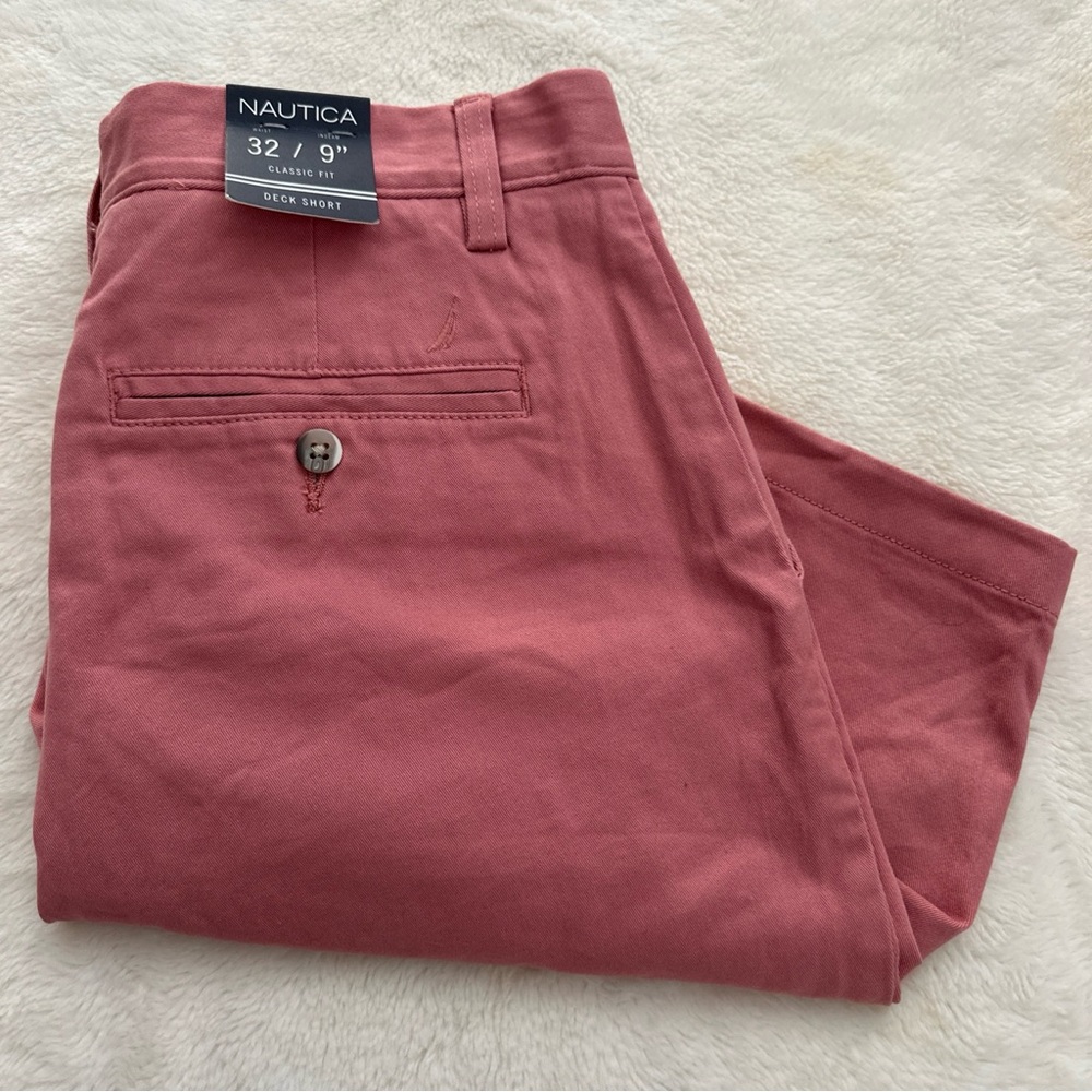 Nautica Mens Deck Casual Bermuda‎ Shorts, Light Red Pink 32x9 Classic Fit